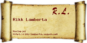 Rikk Lamberta névjegykártya
